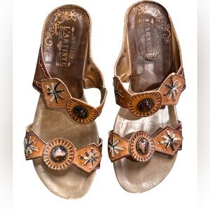 L'Artiste Tan Embellished Sandals